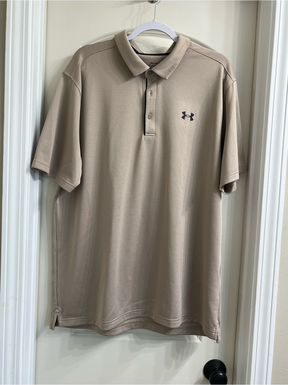 Under Armour Men's Polo in Khaki Tan with Black Logo